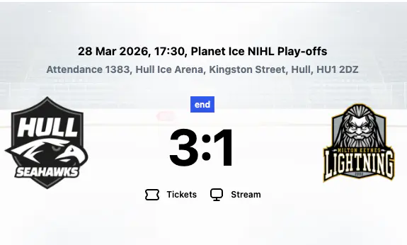 Hull advance in NIHL play-offs after extraordinary first period settles the tie