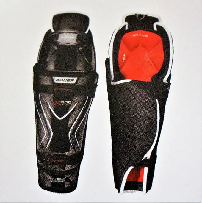 Bauer Vapor X800 Lite Junior Ice Hockey Shin Guards — HYPERLITE HD Foam, Free Flex, Sanitized Liner